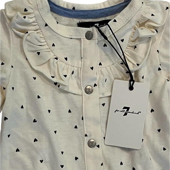 NWT 7 For All Mankind • Hearts Ruffle Footie One Piece - 6-9 mos - Picture 3 of 8